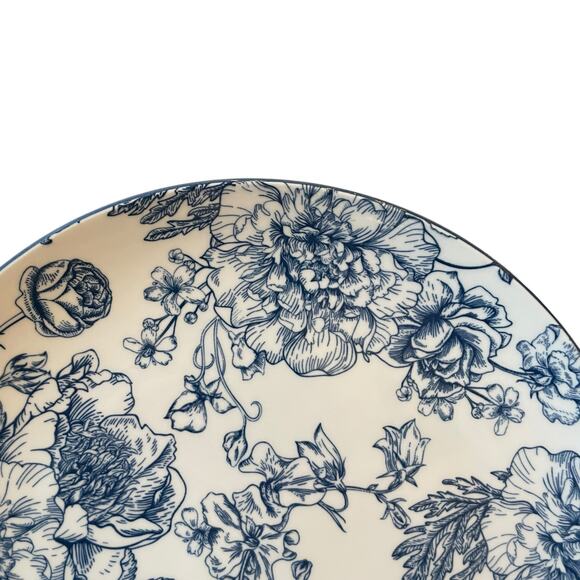 4pc Godinger English Garden Porcelain Dinner Plates 10.5in Blue & White Floral - Picture 3 of 11